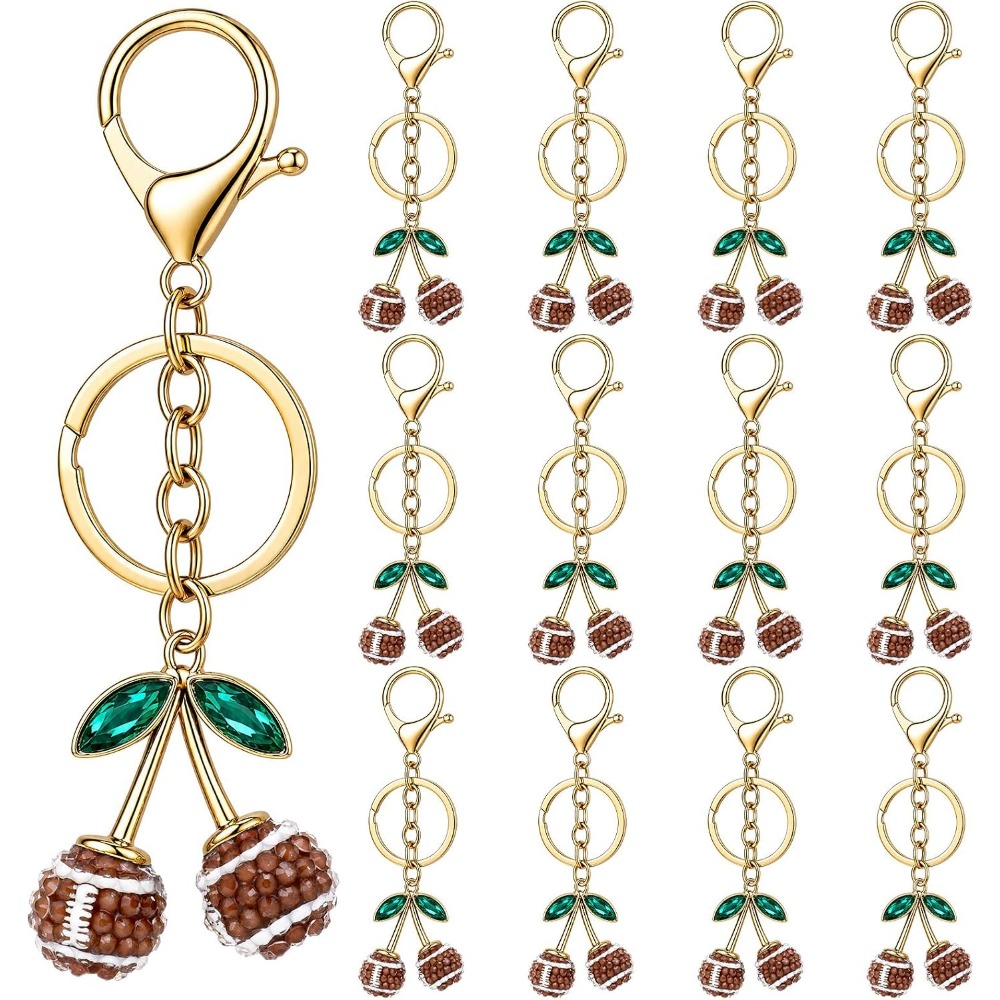 Women Bags For Eid - 2/4/8 Pcs Cherry Football Keychain Gold