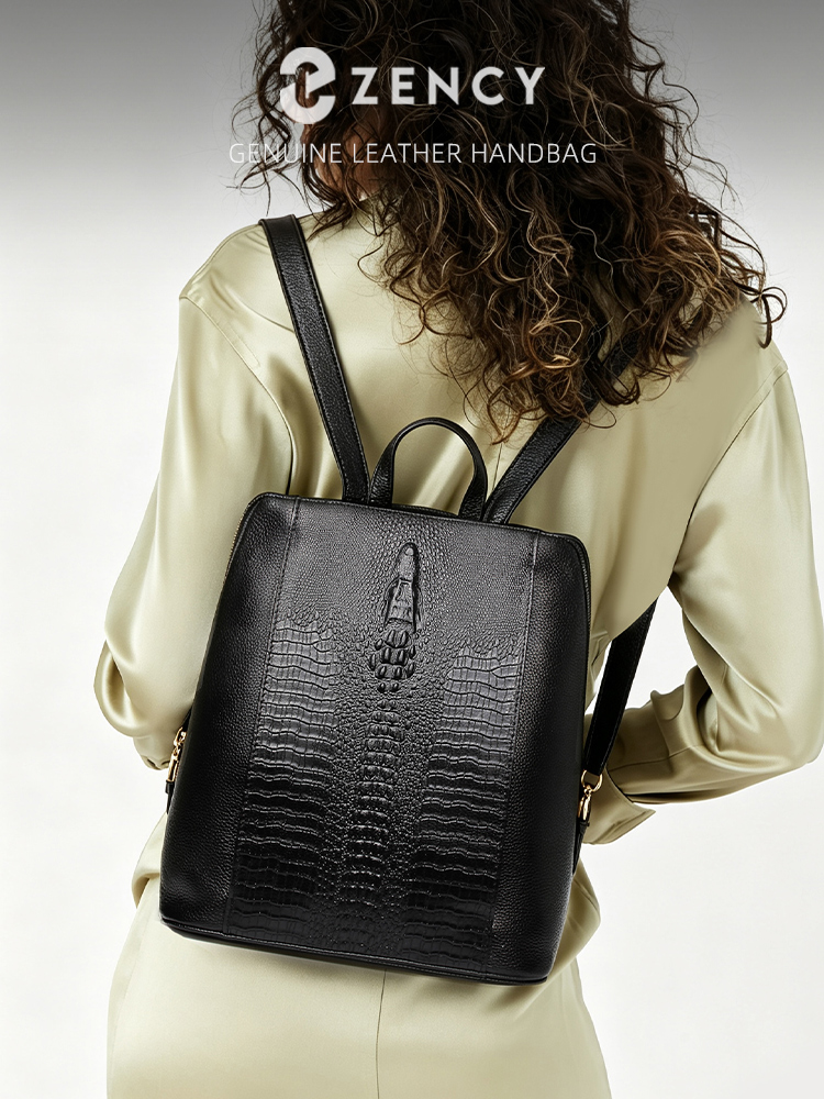 Women Bags For Work - Zency Women's Crocodile Leather Backpack 100%