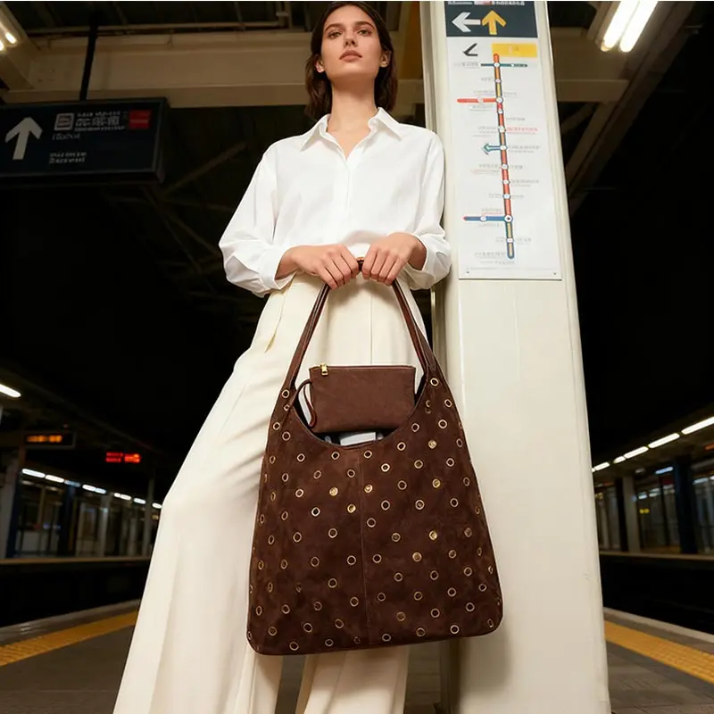 Suede Metal Studded Tote Bag w - огляд і ціна Women'S Vegan Bags