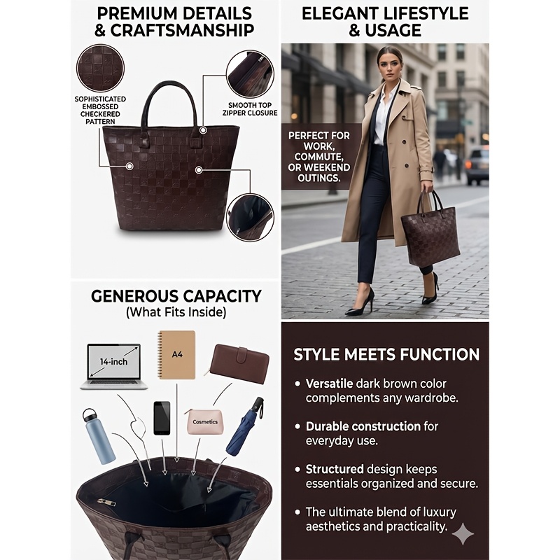 Light Luxury Deep Brown Quilte - огляд і ціна Women Bags On Sale