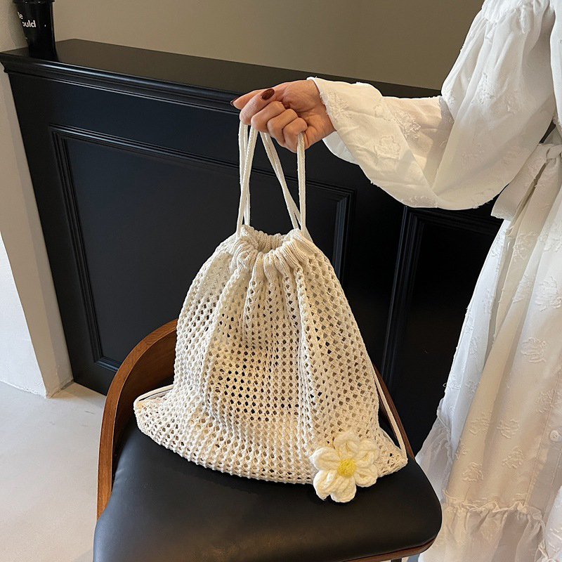 Solid Color Knitting Shoulder  - огляд і ціна Crochet Market Bag