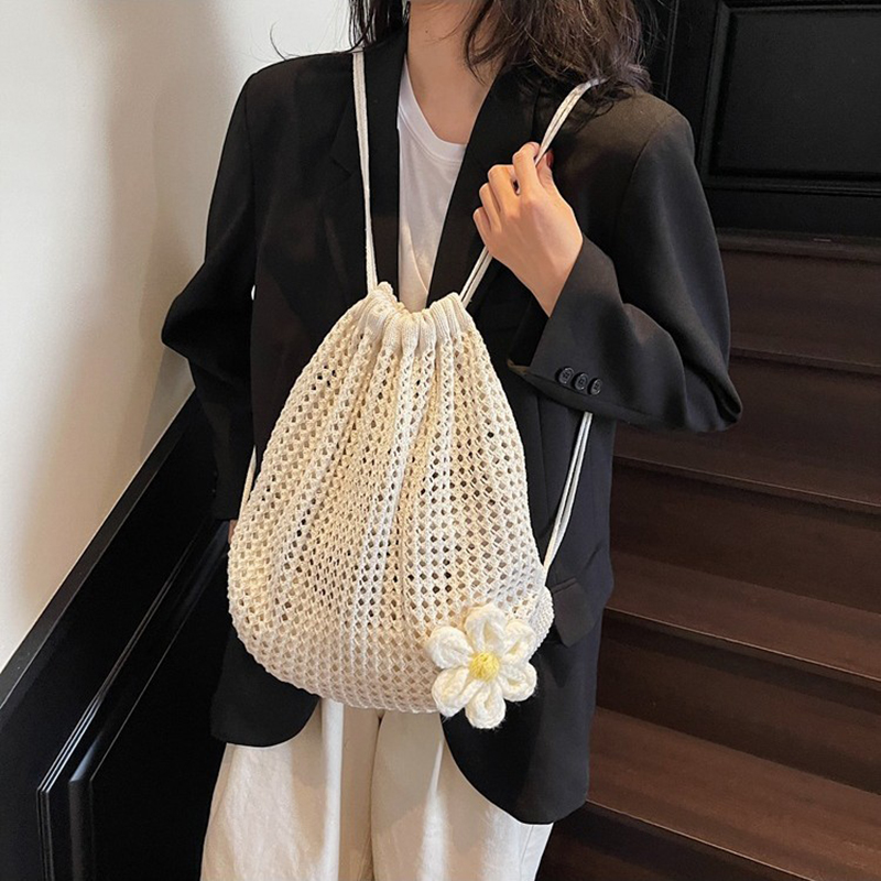Solid Color Knitting Shoulder  - огляд і ціна Crochet Market Bag