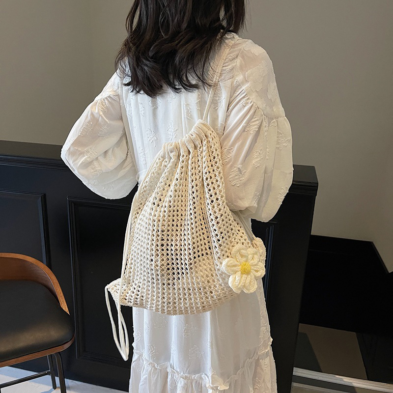 Solid Color Knitting Shoulder  - огляд і ціна Crochet Market Bag