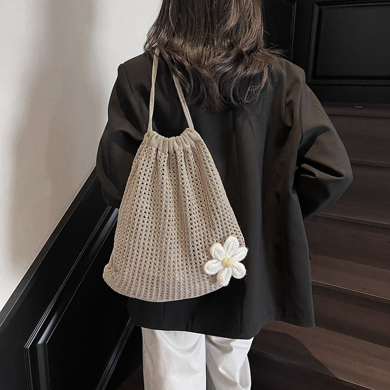Solid Color Knitting Shoulder  - огляд і ціна Crochet Market Bag