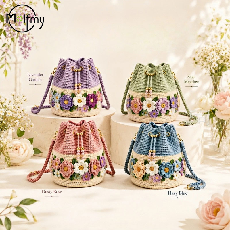 Handmade Crochet Bucket Bag Fl - огляд і ціна Crochet Market Bag